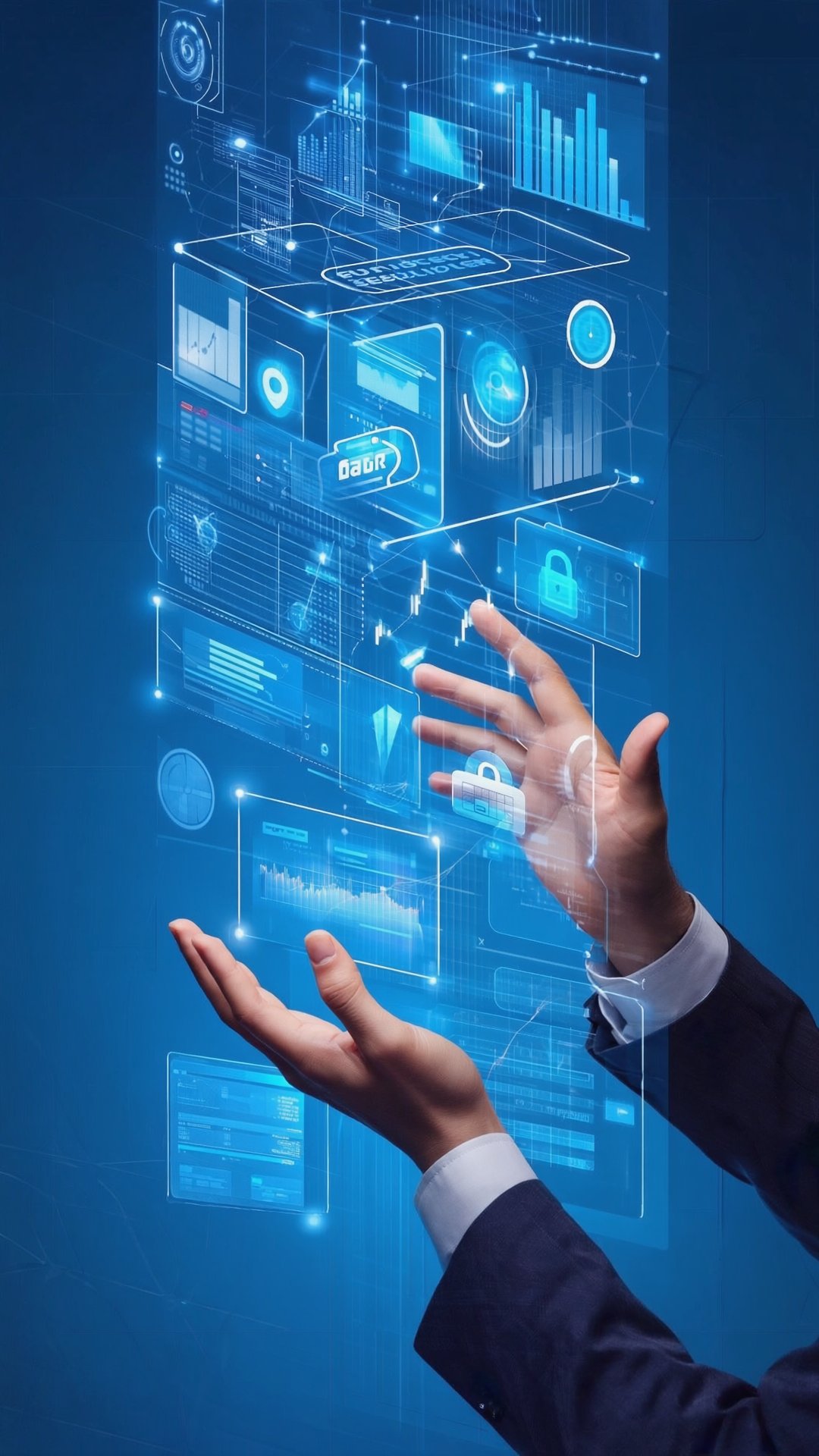 Futuristic fintech concept showing secure digital financial data network