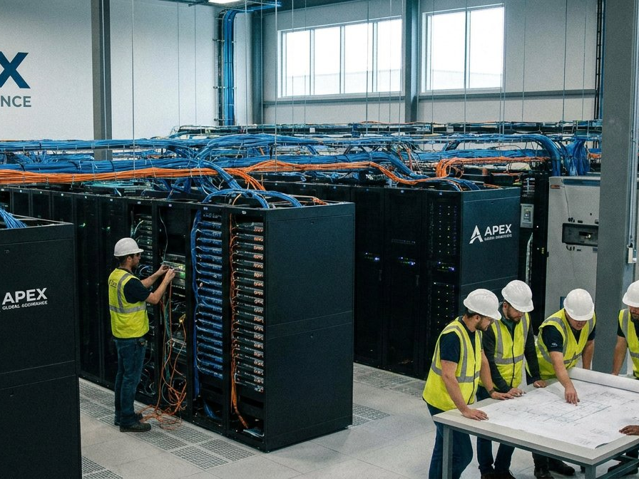 Large team of engineers building and reviewing insurance company data center infrastructure